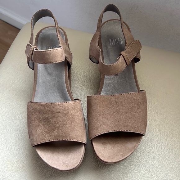 Eileen Fisher Shoes - EILEEN FISHER "JASPER NUBUCK" PLATFORM LEATHER SANDALS SIZE 9